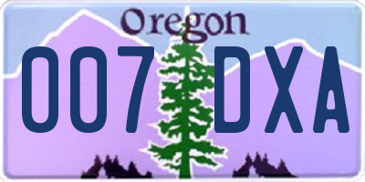 OR license plate 007DXA