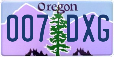 OR license plate 007DXG