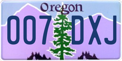 OR license plate 007DXJ