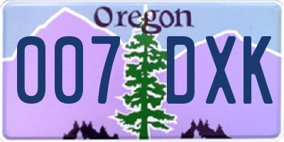 OR license plate 007DXK