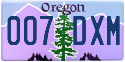 OR license plate 007DXM