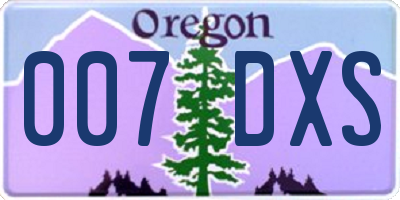 OR license plate 007DXS