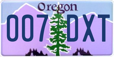 OR license plate 007DXT