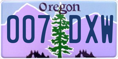 OR license plate 007DXW