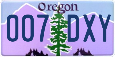 OR license plate 007DXY