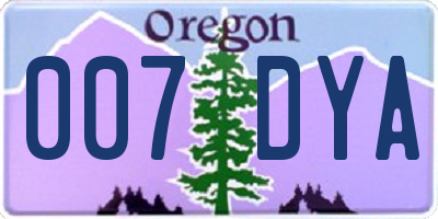 OR license plate 007DYA