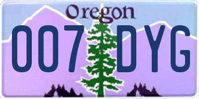 OR license plate 007DYG