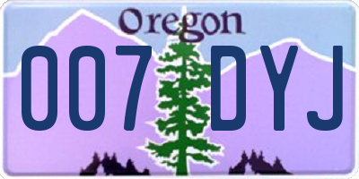OR license plate 007DYJ