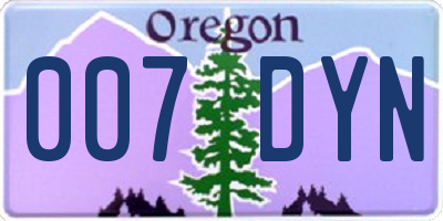 OR license plate 007DYN