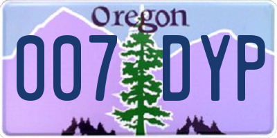 OR license plate 007DYP
