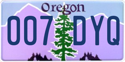 OR license plate 007DYQ
