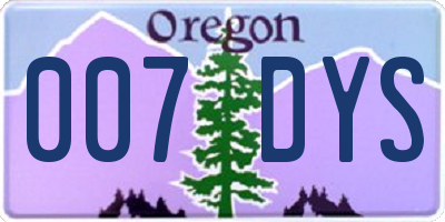 OR license plate 007DYS
