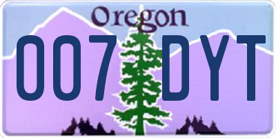 OR license plate 007DYT