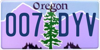 OR license plate 007DYV