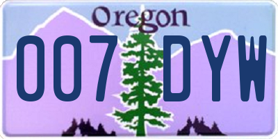 OR license plate 007DYW