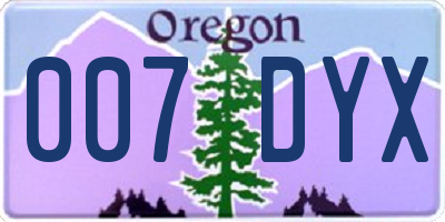 OR license plate 007DYX