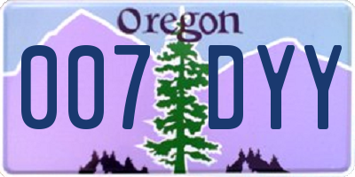 OR license plate 007DYY