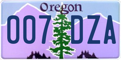 OR license plate 007DZA