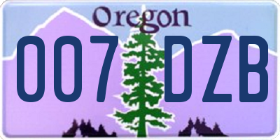 OR license plate 007DZB