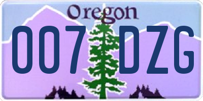 OR license plate 007DZG