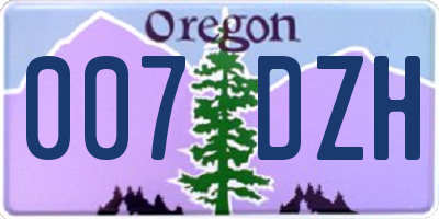 OR license plate 007DZH