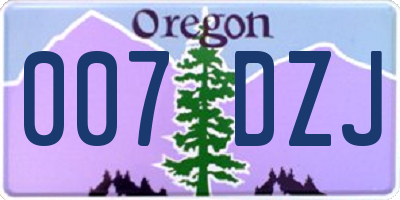 OR license plate 007DZJ