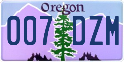 OR license plate 007DZM