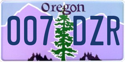 OR license plate 007DZR