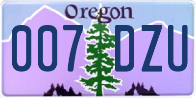 OR license plate 007DZU