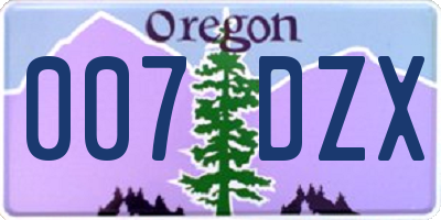 OR license plate 007DZX