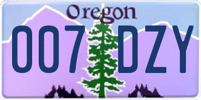OR license plate 007DZY