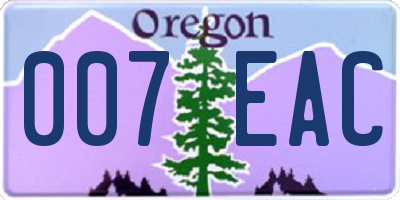 OR license plate 007EAC