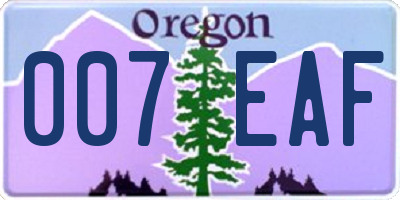 OR license plate 007EAF