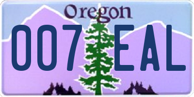 OR license plate 007EAL