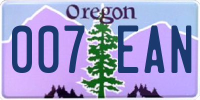 OR license plate 007EAN