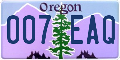 OR license plate 007EAQ