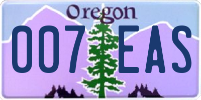 OR license plate 007EAS