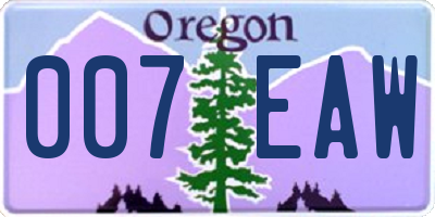 OR license plate 007EAW