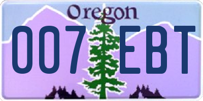 OR license plate 007EBT