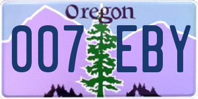 OR license plate 007EBY