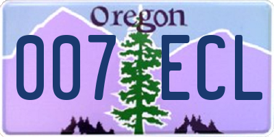 OR license plate 007ECL