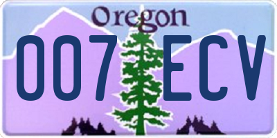 OR license plate 007ECV