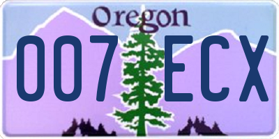 OR license plate 007ECX