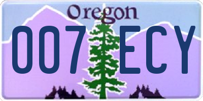 OR license plate 007ECY