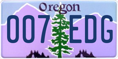 OR license plate 007EDG