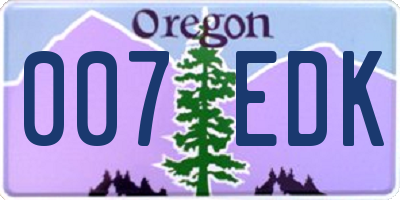 OR license plate 007EDK