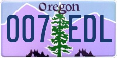 OR license plate 007EDL