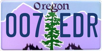 OR license plate 007EDR