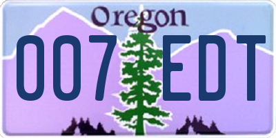 OR license plate 007EDT