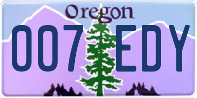 OR license plate 007EDY